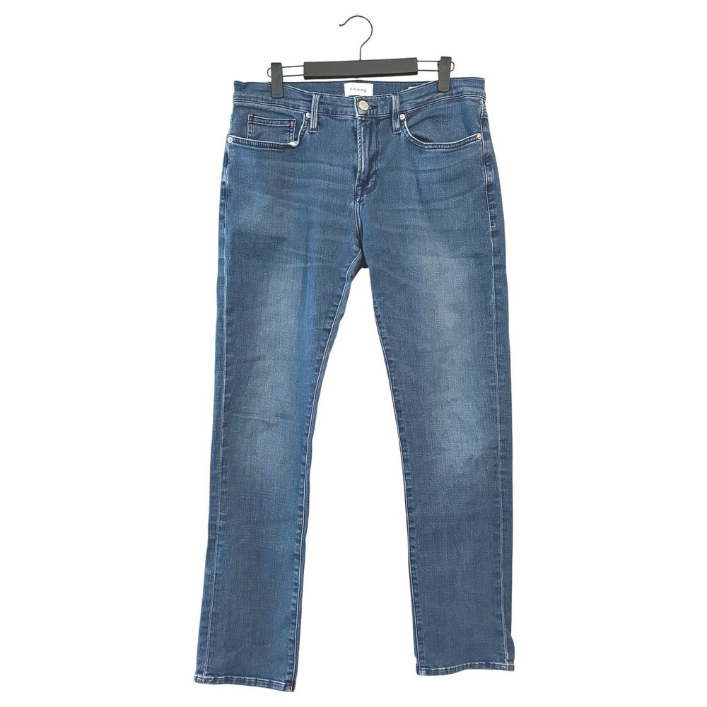 FRAME L'Homme Slim Jeans Medium Blue Wash Denim Slim Straight SIZE 33